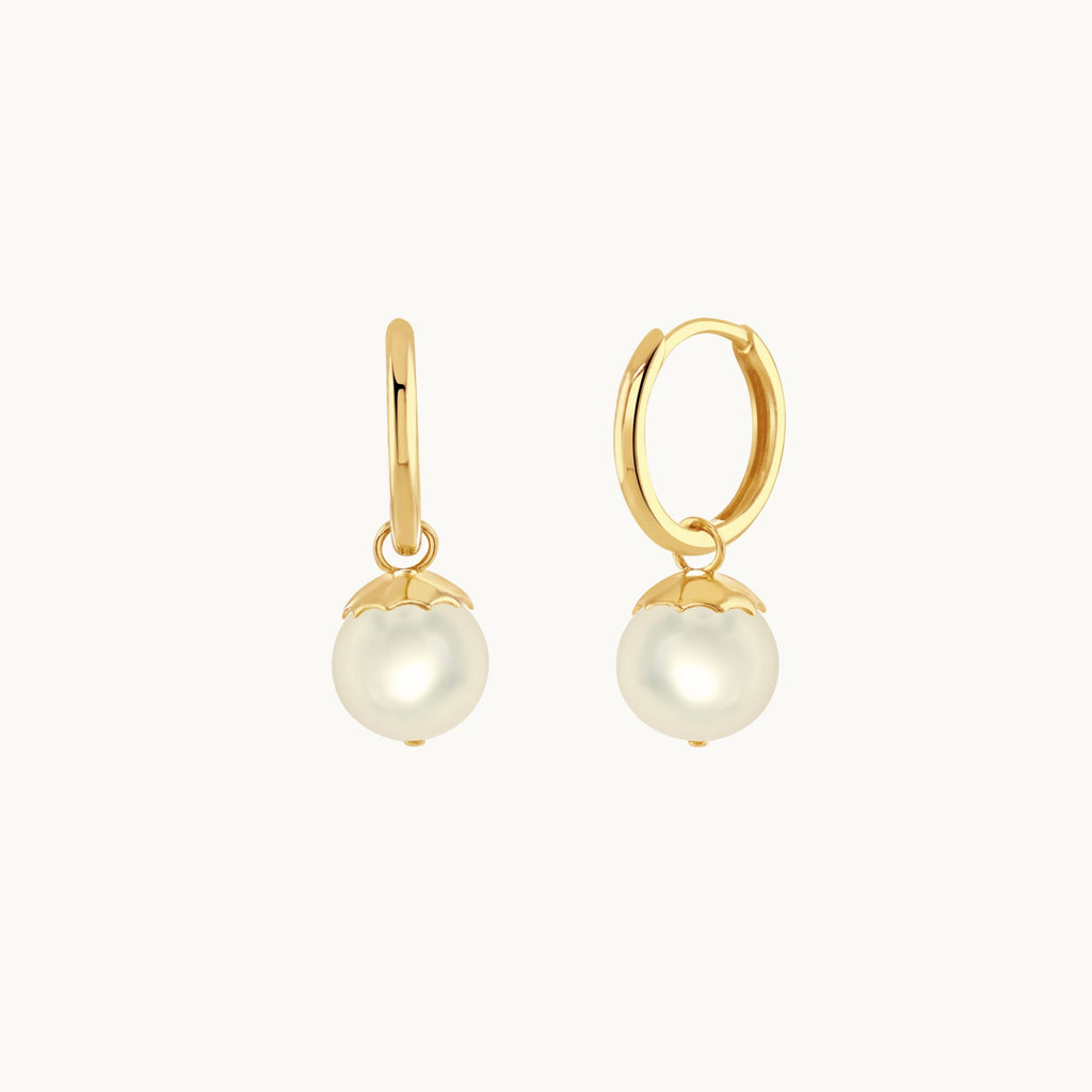 9ct gold huggies earrings with pearls from the Harper collection by Misia Mae