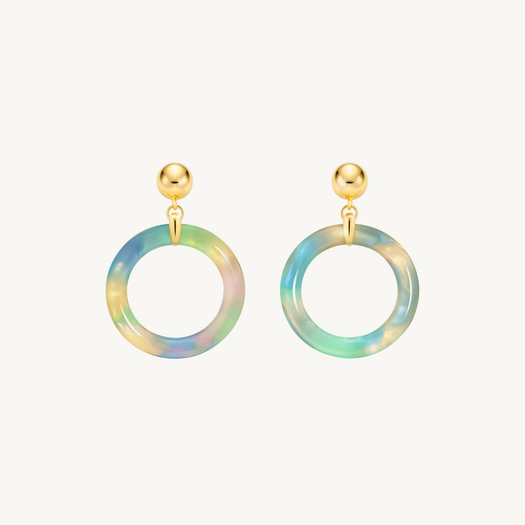 Blue tortoiseshell party earrings by Misia Mae