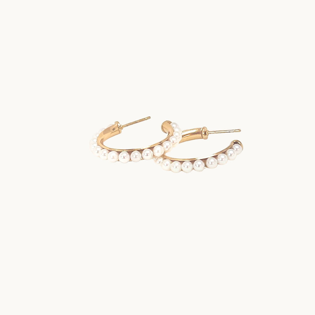 pearl hoop earrings from the Sophie collection by Misia Mae London