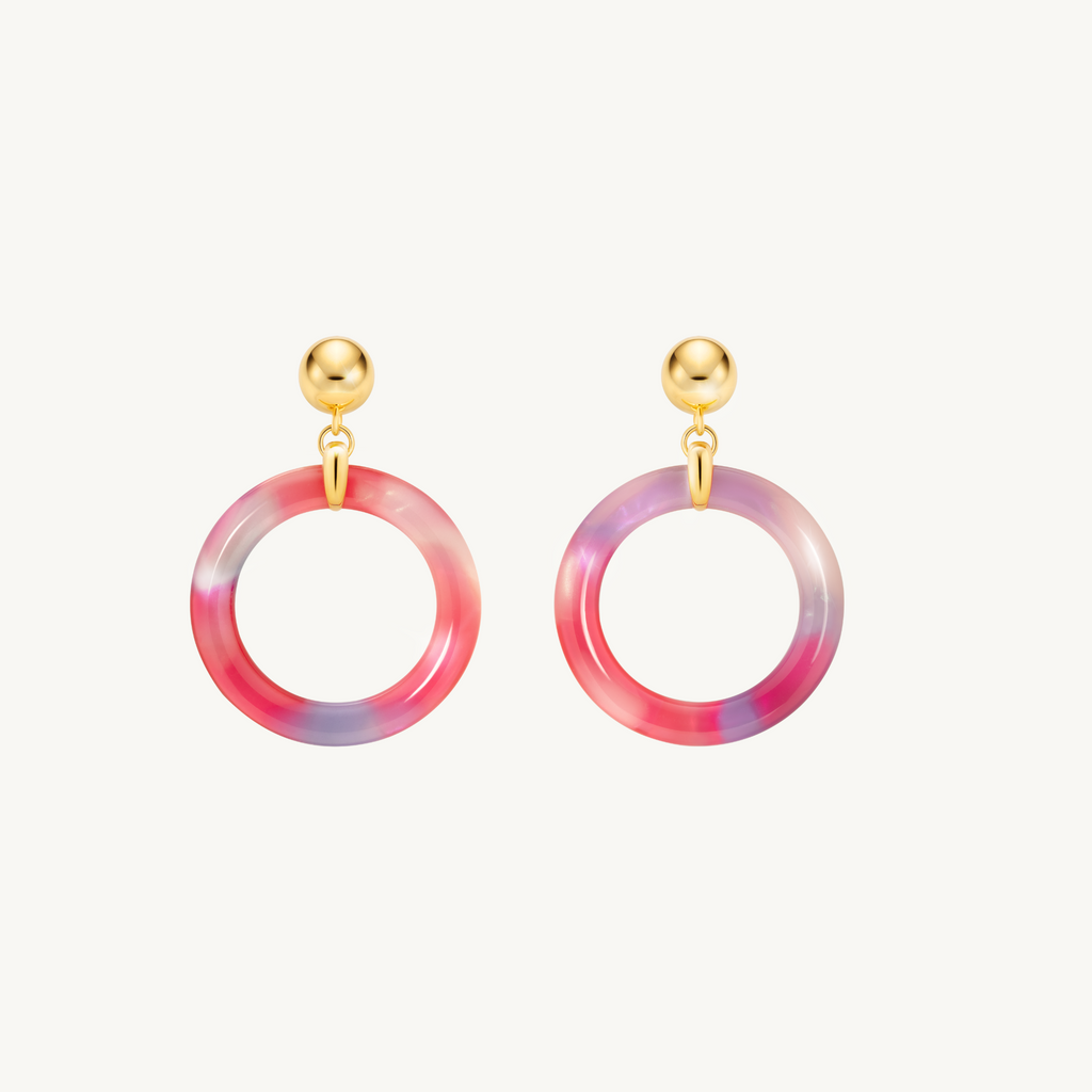 Party earrings - purple tortoise shell hoop earrings by Misia Mae