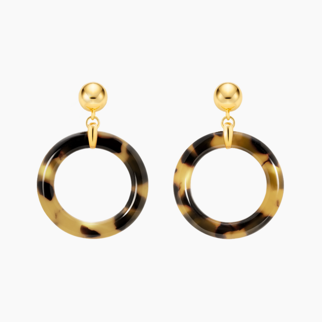 Dark tortoiseshell hoop earrings by Misia Mae