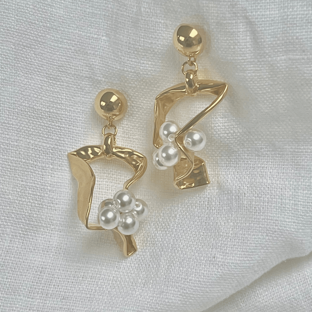 folded gold earrings with pearls by Misia Mae