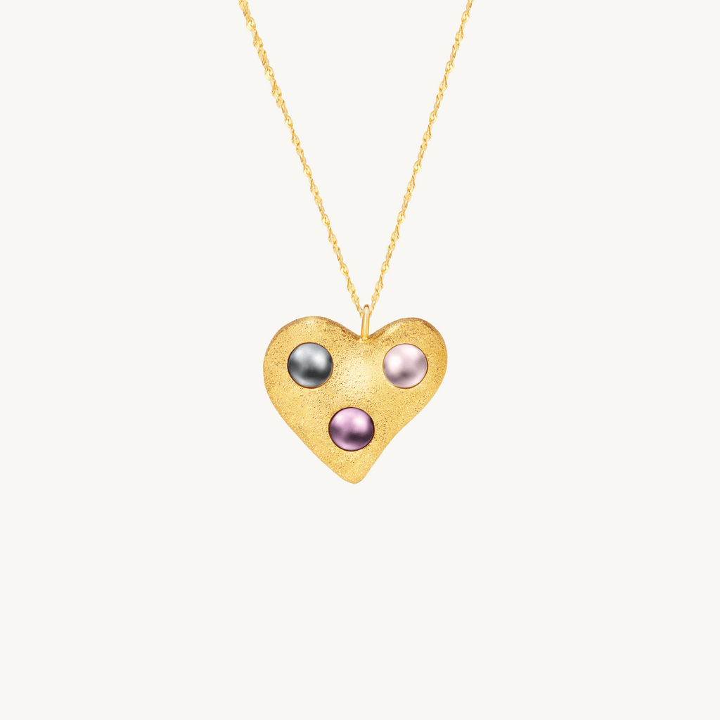 Golden heart necklace with pearls by Misia Mae