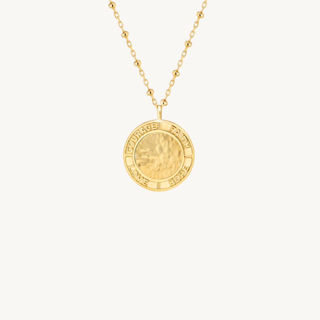 large gold round pendant necklace by Misia Mae