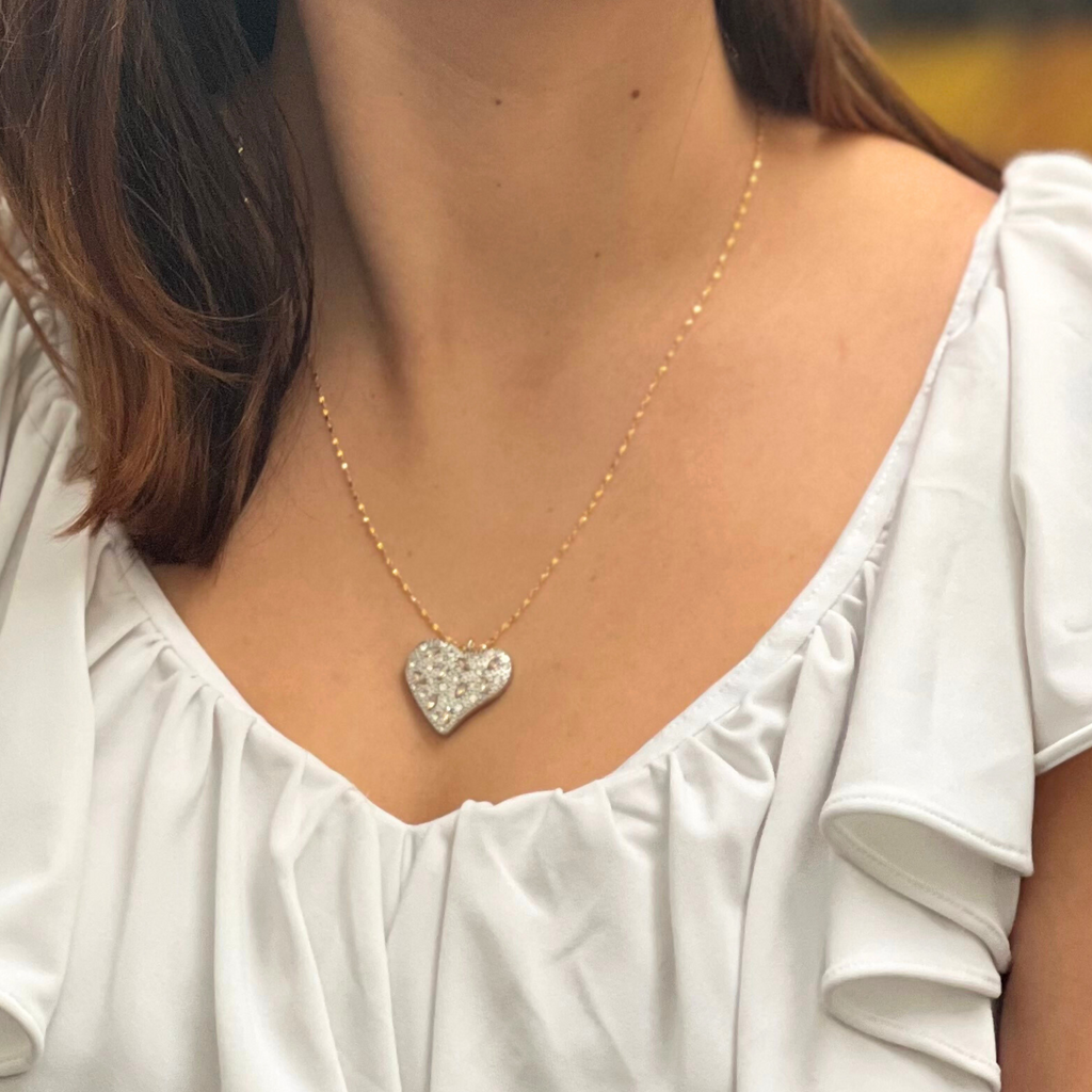 Mixed metal silver heart necklace with zirconias by Misia Mae